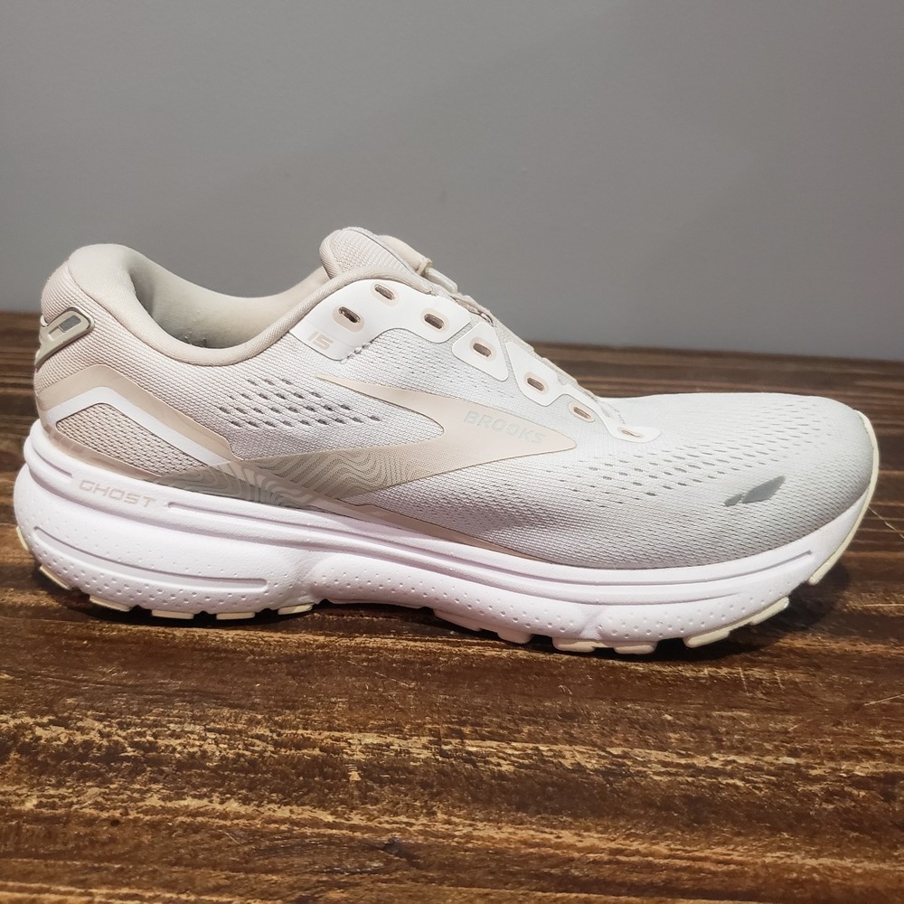 Brooks Ghost 15 Womens Running Shoes 8.5 Beige 1203801B189 No Laces
